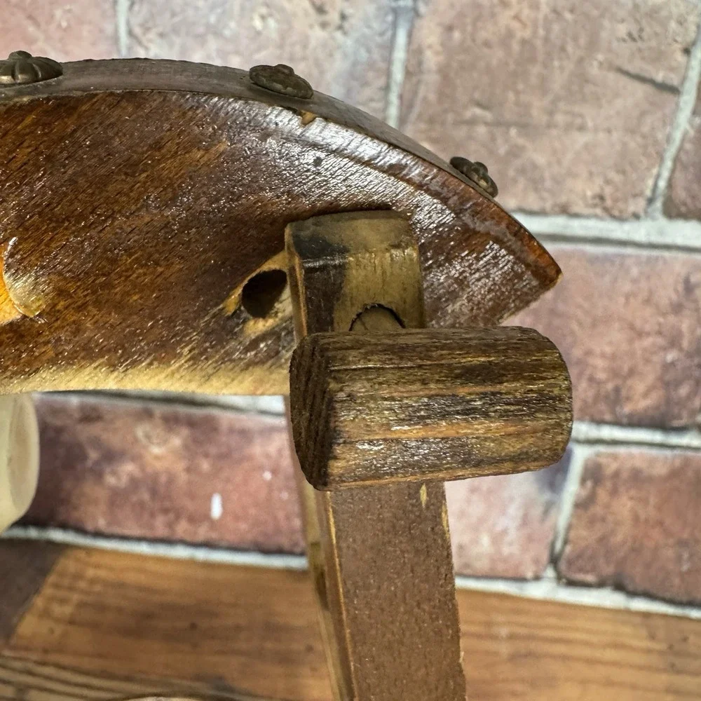 Vintage Dutch Clog Wine Bottle Holder Hand Carved Wooden Shoe W 6 Quimper Cups
